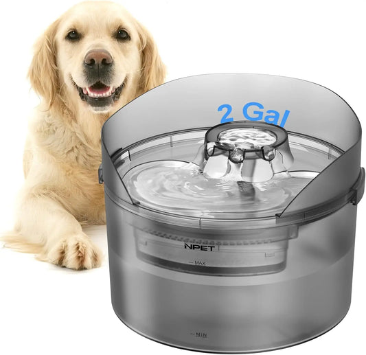 Large Pet Water Fountain – 2 Gallon Automatic Dispenser with Splatter Guard for Cats & Dogs