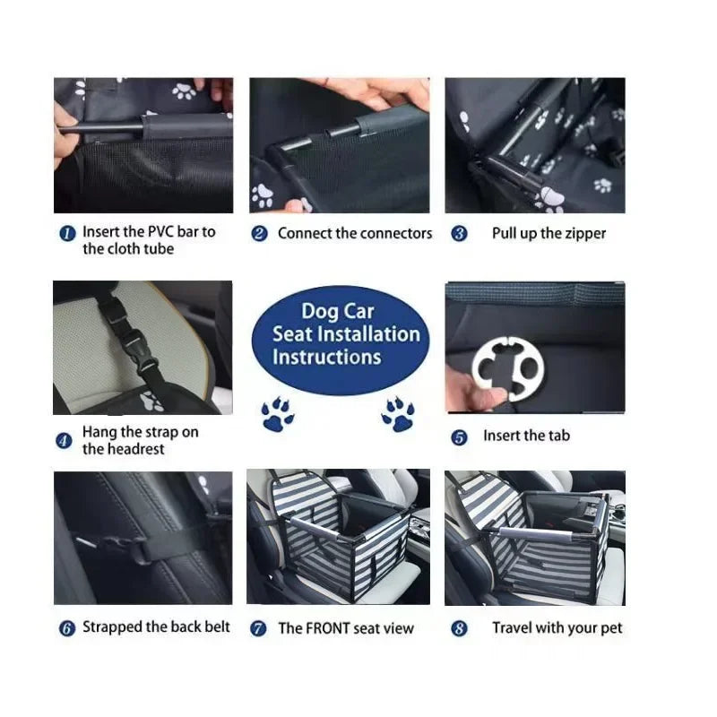 Waterproof Travel Pet Car Seat Carrier for Cats & Small/Medium Dogs